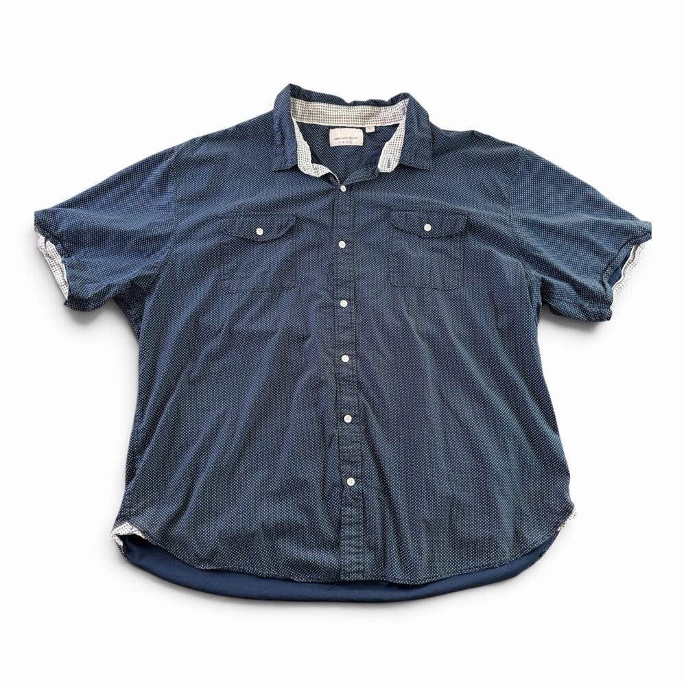 Paper Denim & Cloth Men's 4X Navy Micro Dot Short Sleeve Button Up Shirt